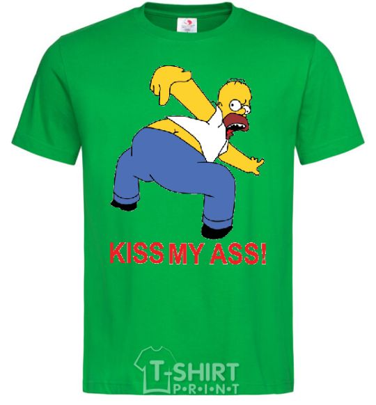 Мужская футболка KISS MY ASS Homer simpson Зеленый фото