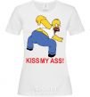 Women's T-shirt KISS MY ASS Homer simpson White фото