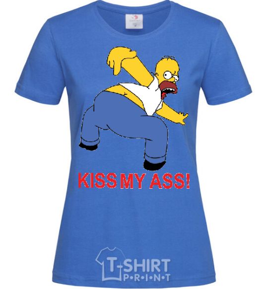 Женская футболка KISS MY ASS Homer simpson Ярко-синий фото