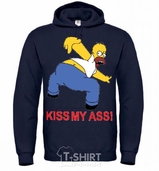 Men`s hoodie KISS MY ASS Homer simpson navy-blue фото