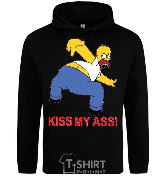 Men`s hoodie KISS MY ASS Homer simpson black фото