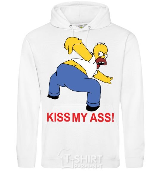 Мужская толстовка (худи) KISS MY ASS Homer simpson Белый фото