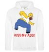 Men`s hoodie KISS MY ASS Homer simpson White фото