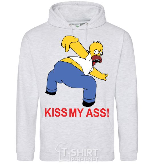 Мужская толстовка (худи) KISS MY ASS Homer simpson Серый меланж фото
