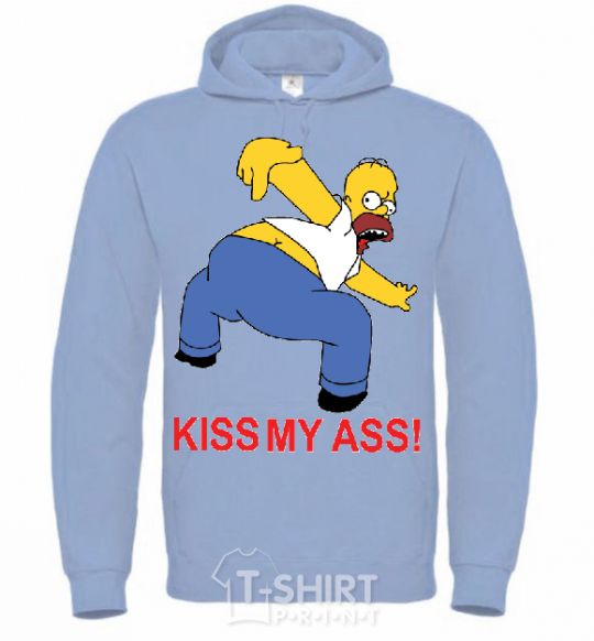 Мужская толстовка (худи) KISS MY ASS Homer simpson Голубой фото