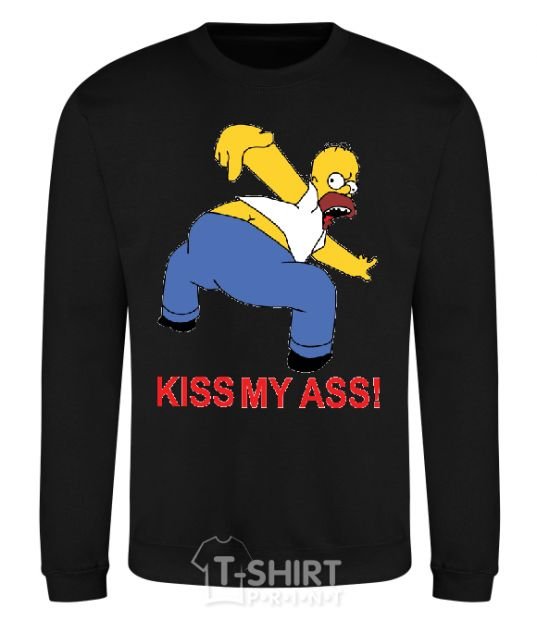 Sweatshirt KISS MY ASS Homer simpson black фото