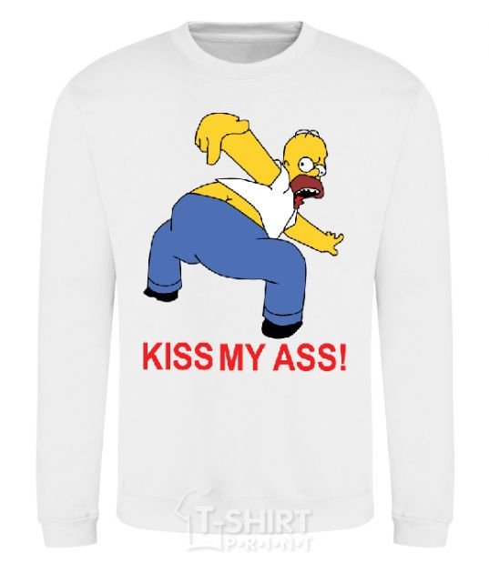 Sweatshirt KISS MY ASS Homer simpson White фото