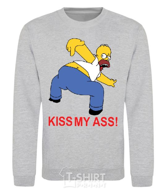 Sweatshirt KISS MY ASS Homer simpson sport-grey фото