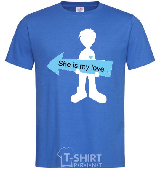 Мужская футболка SHE IS MY LOVE Ярко-синий фото