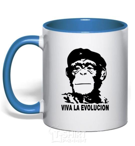 Mug with a colored handle VIVA LA EVOLUCION royal-blue фото