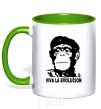 Mug with a colored handle VIVA LA EVOLUCION kelly-green фото