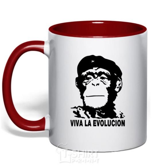 Mug with a colored handle VIVA LA EVOLUCION red фото