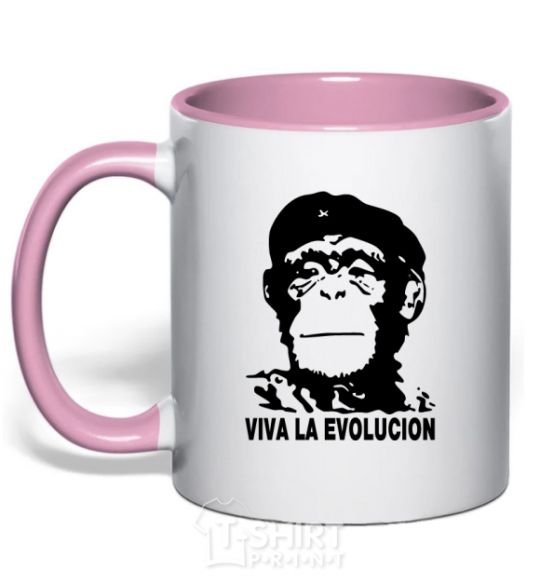 Mug with a colored handle VIVA LA EVOLUCION light-pink фото