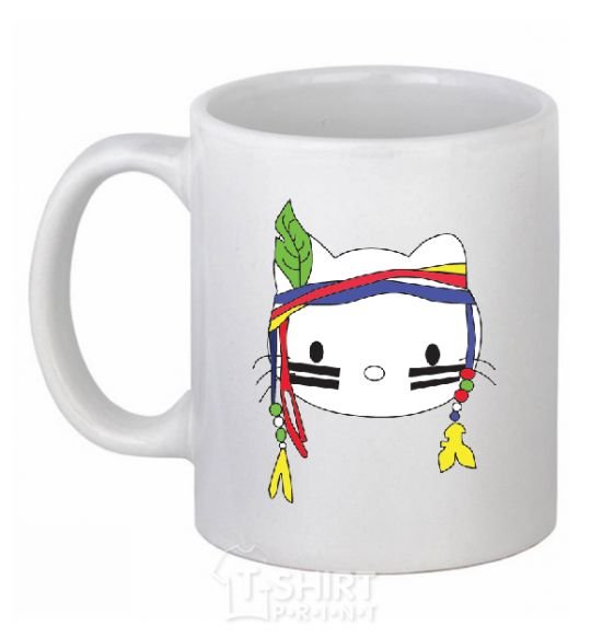 Ceramic mug HELLO KITTY INDIAN White фото