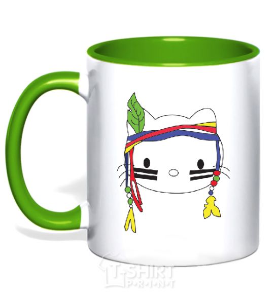 Mug with a colored handle HELLO KITTY INDIAN kelly-green фото