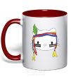 Mug with a colored handle HELLO KITTY INDIAN red фото