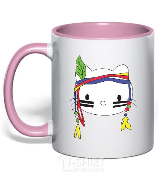 Mug with a colored handle HELLO KITTY INDIAN light-pink фото