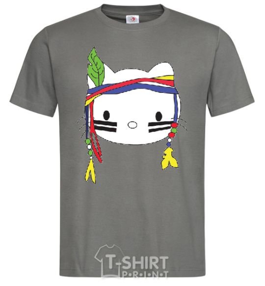 Men's T-Shirt HELLO KITTY INDIAN dark-grey фото