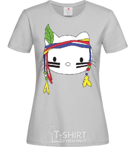 Women's T-shirt HELLO KITTY INDIAN grey фото