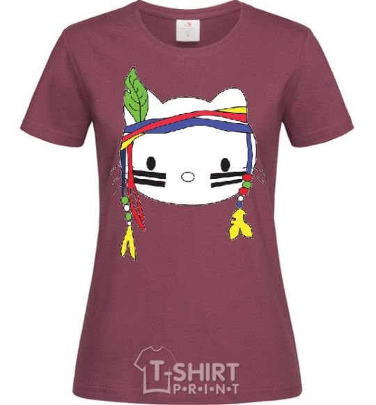 Women's T-shirt HELLO KITTY INDIAN burgundy фото