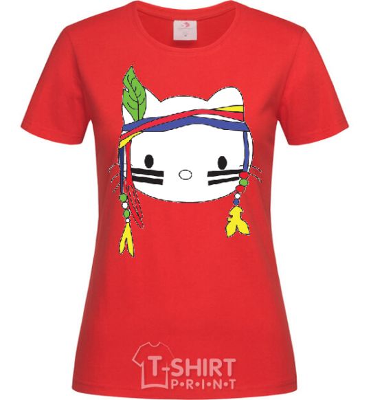 Women's T-shirt HELLO KITTY INDIAN red фото