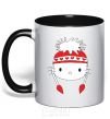 Mug with a colored handle Hello kitty in caps black фото