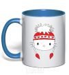 Mug with a colored handle Hello kitty in caps royal-blue фото