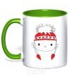 Mug with a colored handle Hello kitty in caps kelly-green фото