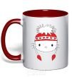Mug with a colored handle Hello kitty in caps red фото