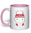 Mug with a colored handle Hello kitty in caps light-pink фото