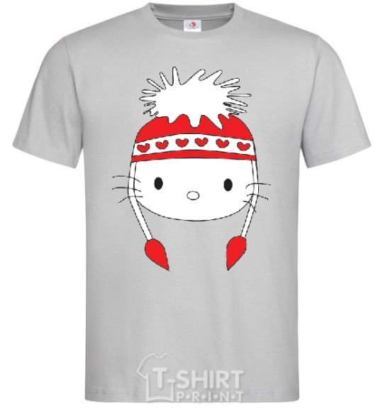 Men's T-Shirt Hello kitty in caps grey фото