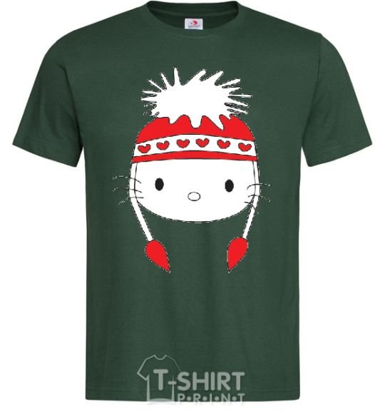 Men's T-Shirt Hello kitty in caps bottle-green фото