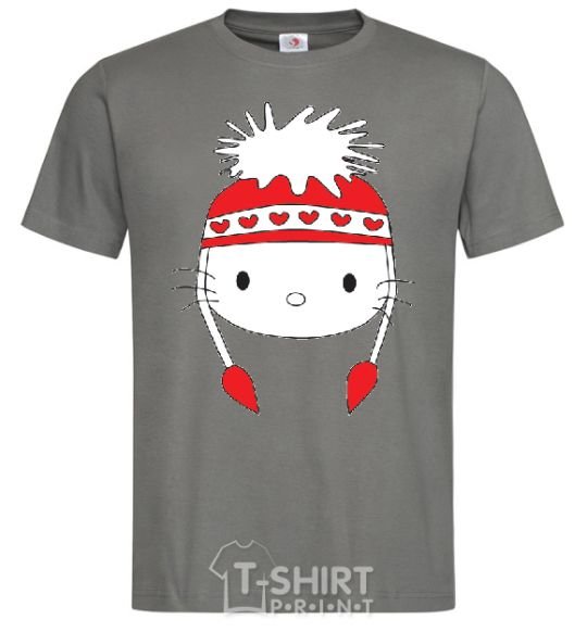 Men's T-Shirt Hello kitty in caps dark-grey фото