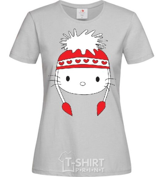 Women's T-shirt Hello kitty in caps grey фото