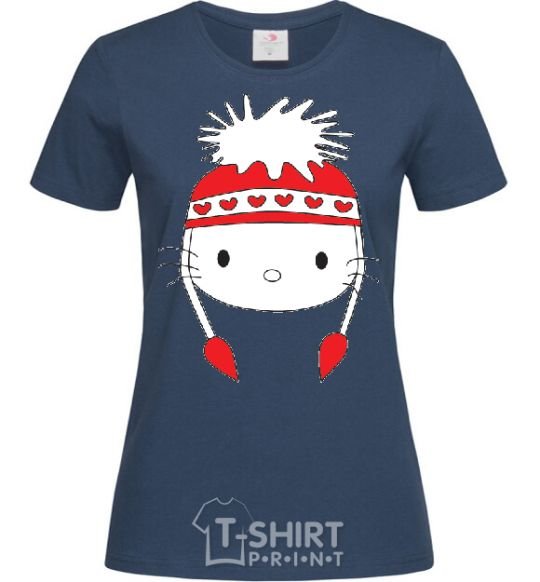 Women's T-shirt Hello kitty in caps navy-blue фото