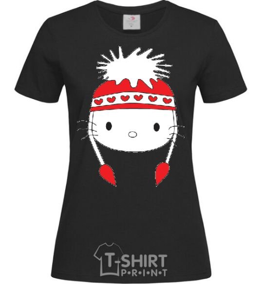 Women's T-shirt Hello kitty in caps black фото