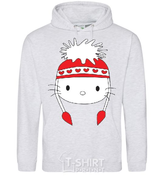 Men`s hoodie Hello kitty in caps sport-grey фото