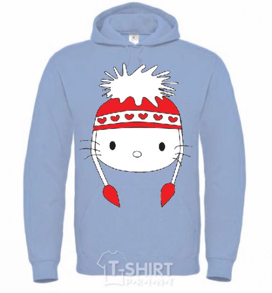 Men`s hoodie Hello kitty in caps sky-blue фото