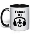 Mug with a colored handle FUTURE DJ black фото
