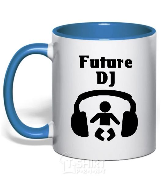 Mug with a colored handle FUTURE DJ royal-blue фото