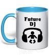 Mug with a colored handle FUTURE DJ sky-blue фото