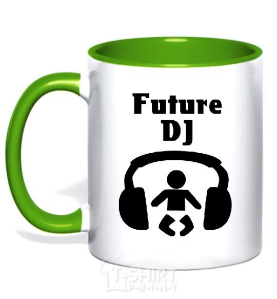 Mug with a colored handle FUTURE DJ kelly-green фото