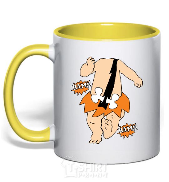 Mug with a colored handle For you! yellow фото