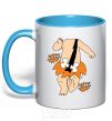 Mug with a colored handle For you! sky-blue фото