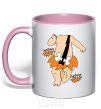 Mug with a colored handle For you! light-pink фото