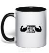 Mug with a colored handle WELCOME TO THE GUN SHOW black фото