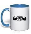 Mug with a colored handle WELCOME TO THE GUN SHOW royal-blue фото