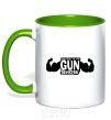 Mug with a colored handle WELCOME TO THE GUN SHOW kelly-green фото