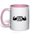 Mug with a colored handle WELCOME TO THE GUN SHOW light-pink фото