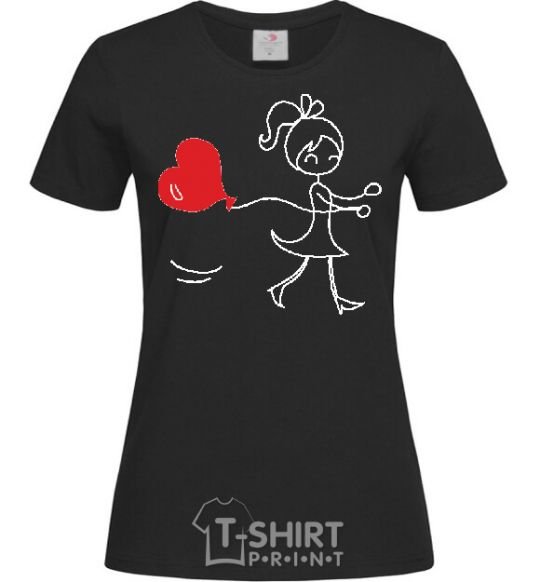 Women's T-shirt GIRL WITH BALLOON black фото